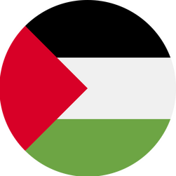 A circular Palestinian flag.